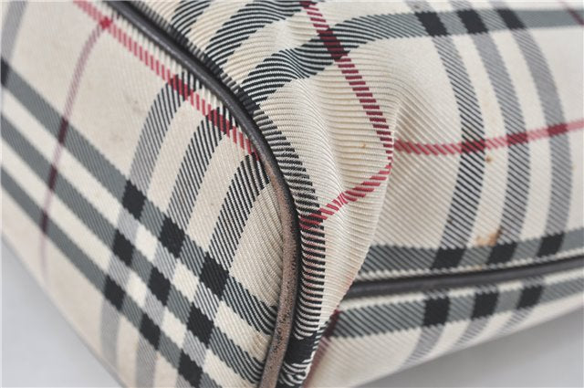 Authentic BURBERRY Vintage Nova Check Hand Bag Purse Nylon Leather Beige J1899