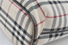 Authentic BURBERRY Vintage Nova Check Hand Bag Purse Nylon Leather Beige J1899