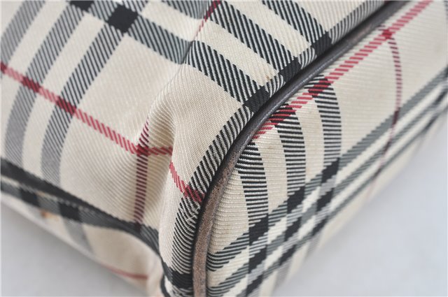 Authentic BURBERRY Vintage Nova Check Hand Bag Purse Nylon Leather Beige J1899
