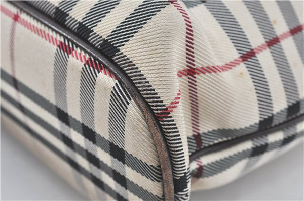 Authentic BURBERRY Vintage Nova Check Hand Bag Purse Nylon Leather Beige J1899
