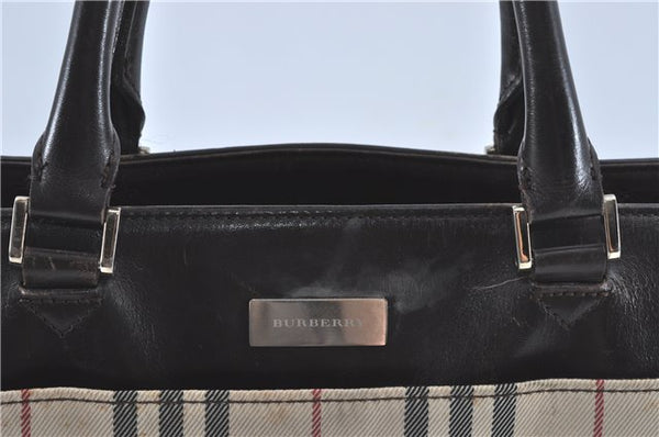 Authentic BURBERRY Vintage Nova Check Hand Bag Purse Nylon Leather Beige J1899