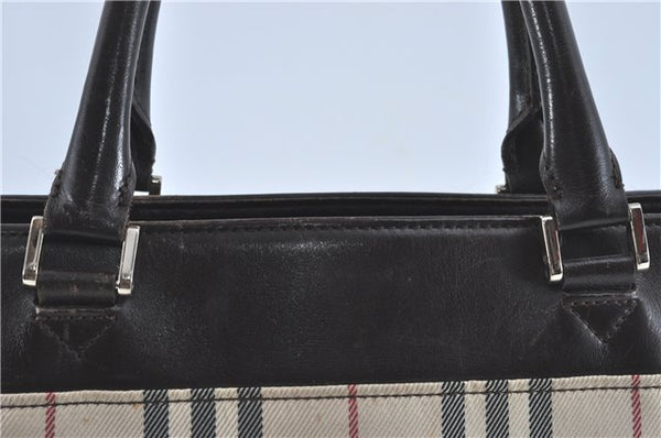 Authentic BURBERRY Vintage Nova Check Hand Bag Purse Nylon Leather Beige J1899