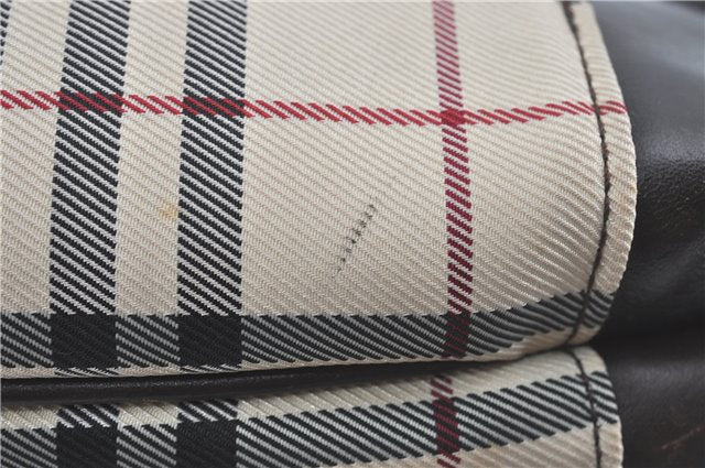 Authentic BURBERRY Vintage Nova Check Hand Bag Purse Nylon Leather Beige J1899