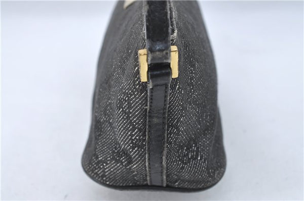 Authentic GUCCI Hand Bag Pouch Purse GG Canvas Leather 07198 Black Junk J1900