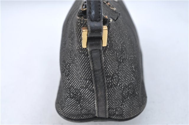 Authentic GUCCI Hand Bag Pouch Purse GG Canvas Leather 07198 Black Junk J1900