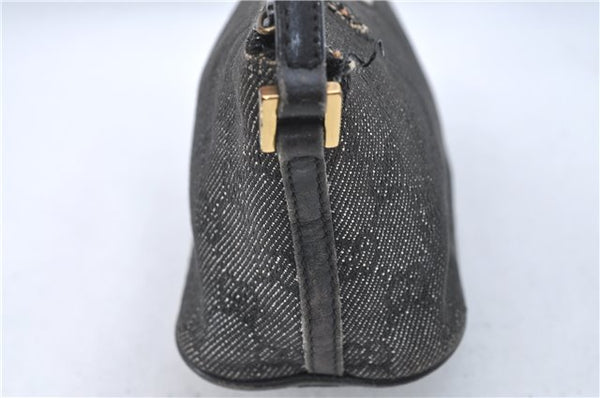 Authentic GUCCI Hand Bag Pouch Purse GG Canvas Leather 07198 Black Junk J1900