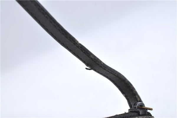 Authentic GUCCI Hand Bag Pouch Purse GG Canvas Leather 07198 Black Junk J1900