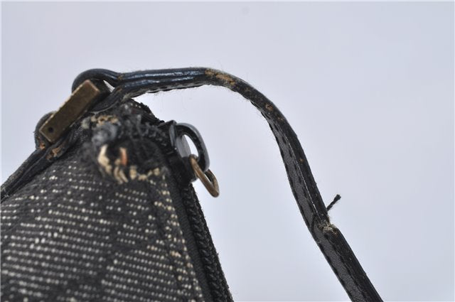 Authentic GUCCI Hand Bag Pouch Purse GG Canvas Leather 07198 Black Junk J1900