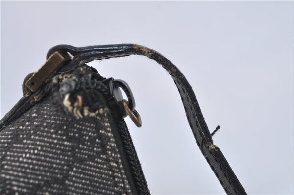 Authentic GUCCI Hand Bag Pouch Purse GG Canvas Leather 07198 Black Junk J1900