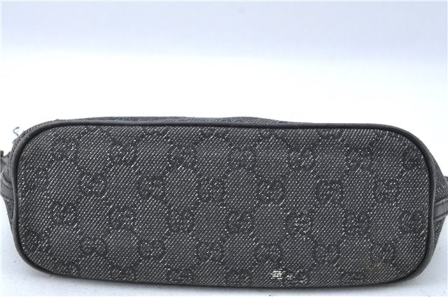 Authentic GUCCI Hand Bag Pouch Purse GG Canvas Leather 07198 Black Junk J1900