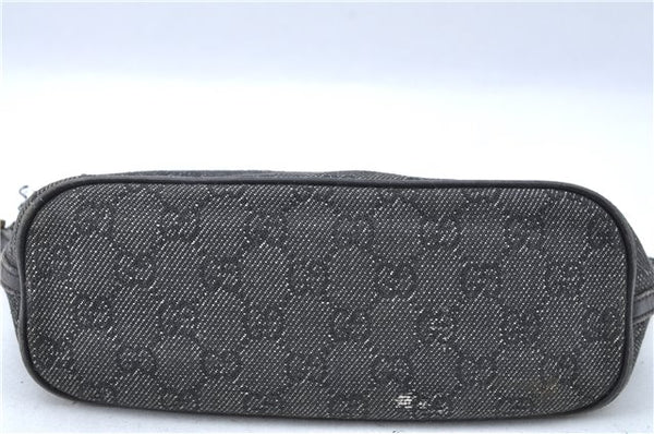 Authentic GUCCI Hand Bag Pouch Purse GG Canvas Leather 07198 Black Junk J1900