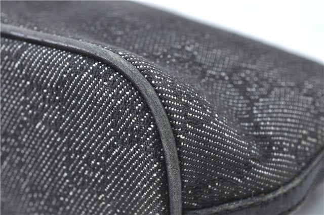 Authentic GUCCI Hand Bag Pouch Purse GG Canvas Leather 07198 Black Junk J1900