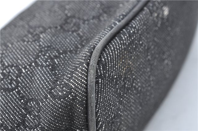 Authentic GUCCI Hand Bag Pouch Purse GG Canvas Leather 07198 Black Junk J1900