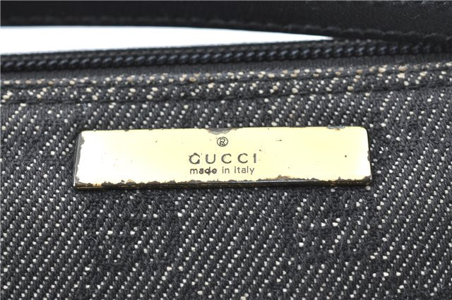 Authentic GUCCI Hand Bag Pouch Purse GG Canvas Leather 07198 Black Junk J1900
