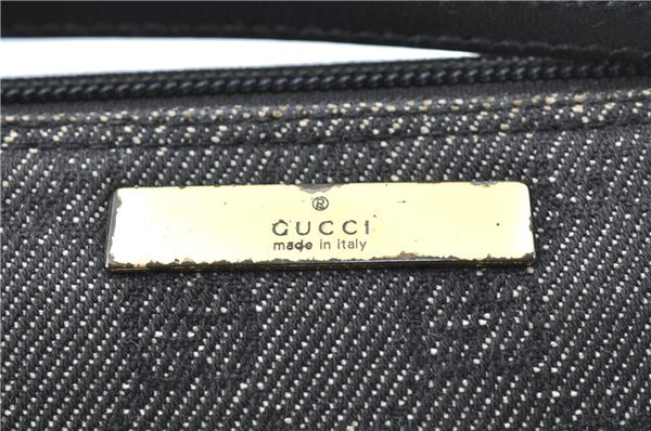 Authentic GUCCI Hand Bag Pouch Purse GG Canvas Leather 07198 Black Junk J1900