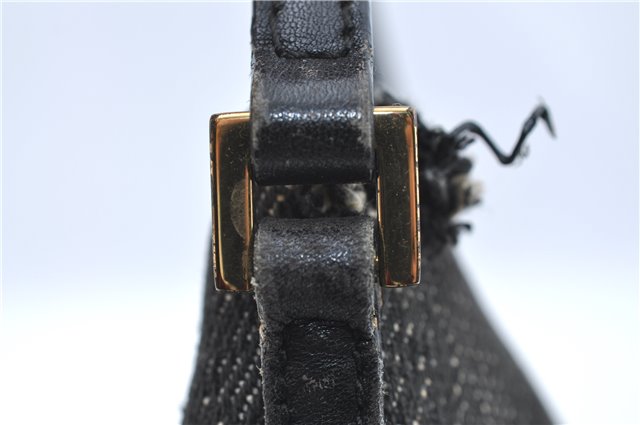 Authentic GUCCI Hand Bag Pouch Purse GG Canvas Leather 07198 Black Junk J1900