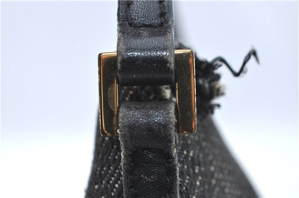 Authentic GUCCI Hand Bag Pouch Purse GG Canvas Leather 07198 Black Junk J1900