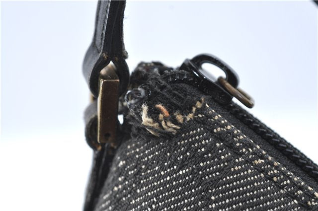 Authentic GUCCI Hand Bag Pouch Purse GG Canvas Leather 07198 Black Junk J1900