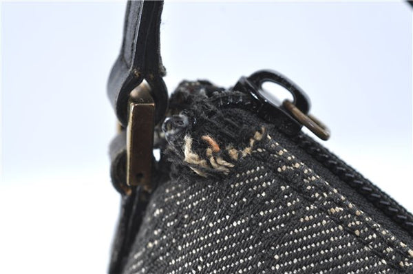 Authentic GUCCI Hand Bag Pouch Purse GG Canvas Leather 07198 Black Junk J1900