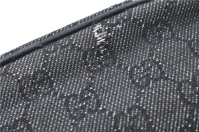 Authentic GUCCI Hand Bag Pouch Purse GG Canvas Leather 07198 Black Junk J1900