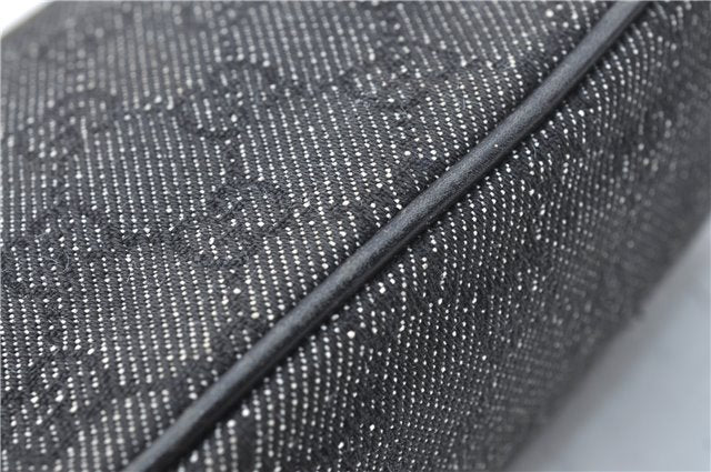 Authentic GUCCI Hand Bag Pouch Purse GG Canvas Leather 07198 Black Junk J1900