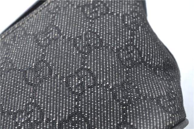 Authentic GUCCI Hand Bag Pouch Purse GG Canvas Leather 07198 Black Junk J1900