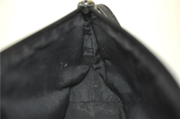 Authentic GUCCI Hand Bag Pouch Purse GG Canvas Leather 07198 Black Junk J1900