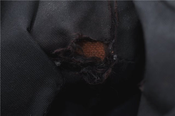 Authentic GUCCI Hand Bag Pouch Purse GG Canvas Leather 07198 Black Junk J1900