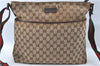 Auth GUCCI Web Sherry Line Shoulder Cross Body Bag GG Canvas Leather Brown J1902