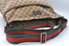 Auth GUCCI Web Sherry Line Shoulder Cross Body Bag GG Canvas Leather Brown J1902