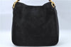 Auth GUCCI Bamboo 2Way Shoulder Hand Bag Purse Suede Leather Black Junk J1903