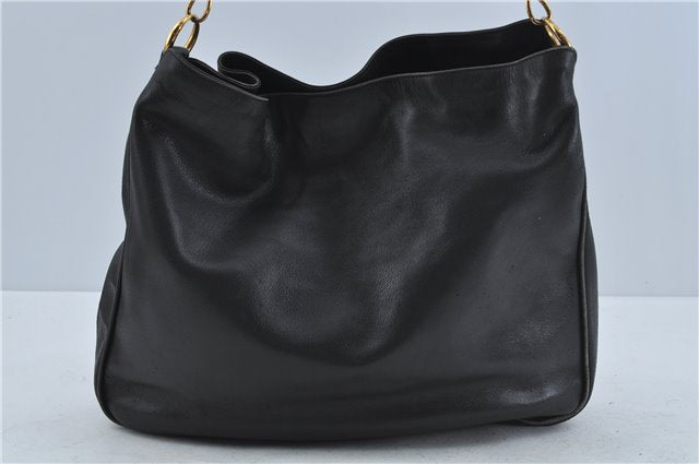 Authentic GUCCI Bamboo 2Way Shoulder Hand Bag Leather Black 0011577 Junk J1904