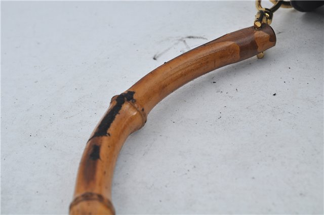 Authentic GUCCI Bamboo 2Way Shoulder Hand Bag Leather Black 0011577 Junk J1904