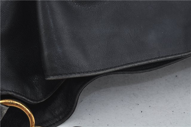 Authentic GUCCI Bamboo 2Way Shoulder Hand Bag Leather Black 0011577 Junk J1904