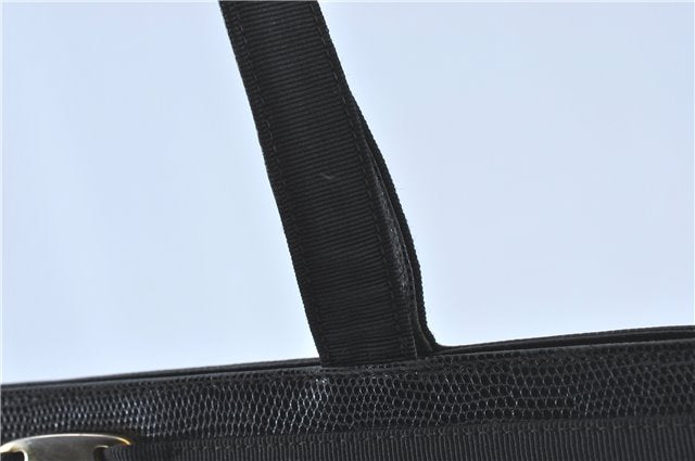 Authentic Salvatore Ferragamo Vara Leather Shoulder Tote Bag Black SF J1905