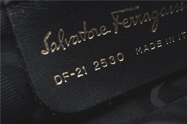 Authentic Salvatore Ferragamo Vara Leather Shoulder Tote Bag Black SF J1905