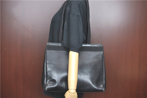 Authentic Salvatore Ferragamo Vara Leather Shoulder Tote Bag Black SF J1905