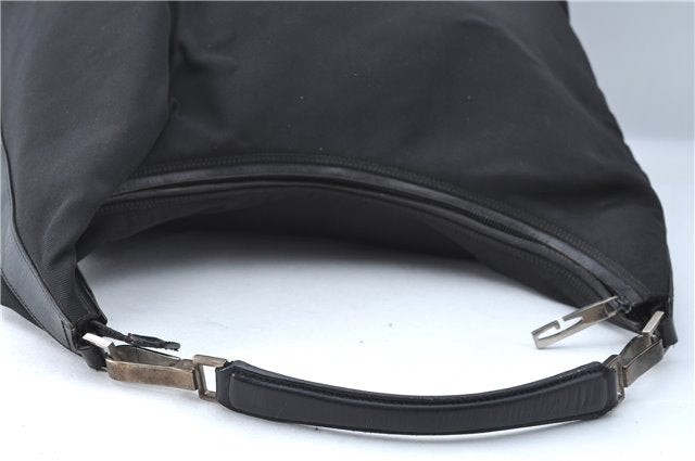 Authentic GUCCI Shoulder Hand Bag Purse Nylon Leather 0011955 Black  J1908
