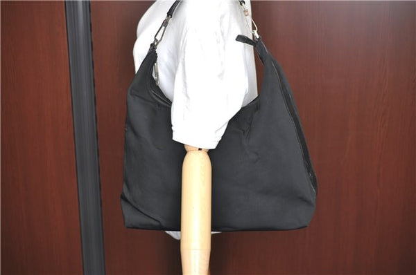Authentic GUCCI Shoulder Hand Bag Purse Nylon Leather 0011955 Black  J1908