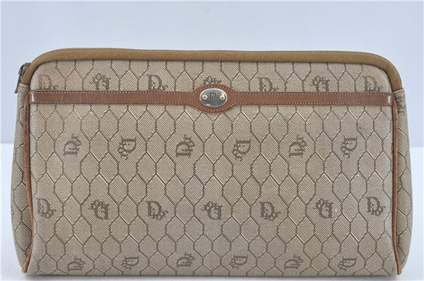 Authentic Christian Dior Honeycomb Clutch Hand Bag Purse PVC Beige CD J1909