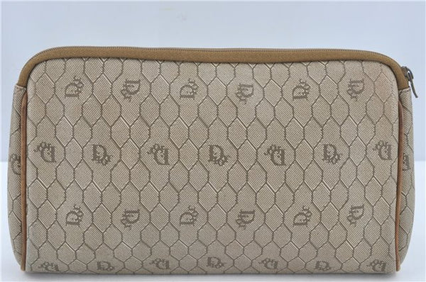 Authentic Christian Dior Honeycomb Clutch Hand Bag Purse PVC Beige CD J1909