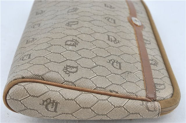 Authentic Christian Dior Honeycomb Clutch Hand Bag Purse PVC Beige CD J1909