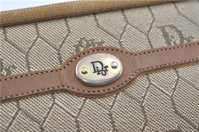 Authentic Christian Dior Honeycomb Clutch Hand Bag Purse PVC Beige CD J1909