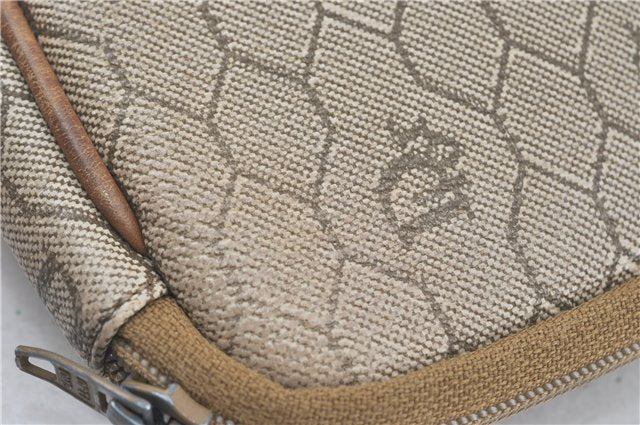 Authentic Christian Dior Honeycomb Clutch Hand Bag Purse PVC Beige CD J1909