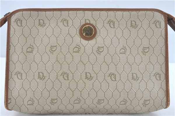 Authentic Christian Dior Honeycomb Clutch Hand Bag Purse PVC Beige CD J1910