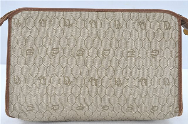 Authentic Christian Dior Honeycomb Clutch Hand Bag Purse PVC Beige CD J1910