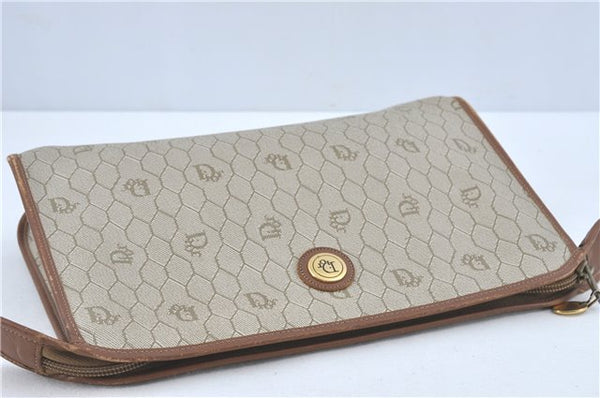 Authentic Christian Dior Honeycomb Clutch Hand Bag Purse PVC Beige CD J1910