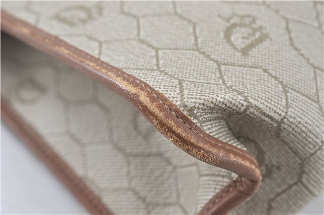 Authentic Christian Dior Honeycomb Clutch Hand Bag Purse PVC Beige CD J1910