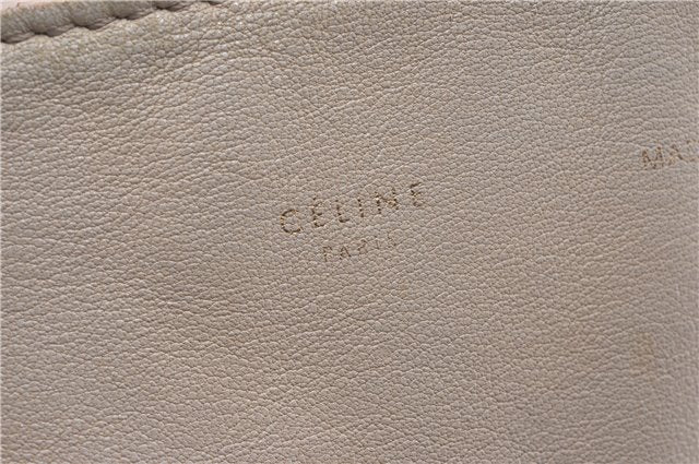 Authentic CELINE Horizontal Cabas Bi-Color Shoulder Tote Bag Leather Ivory J1911