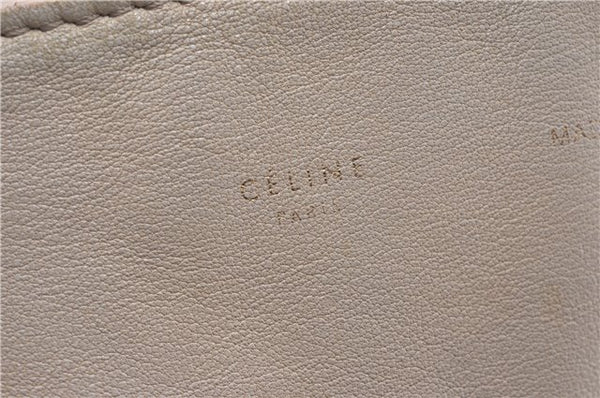 Authentic CELINE Horizontal Cabas Bi-Color Shoulder Tote Bag Leather Ivory J1911